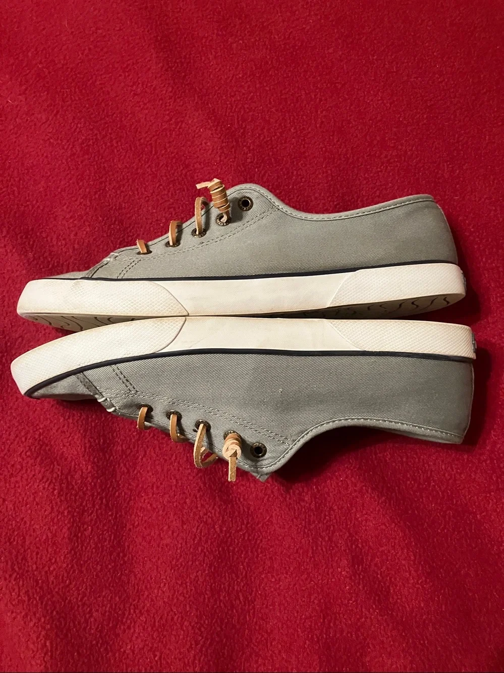 Sperry Gray Canvas Boat Shoes with Leather Laces